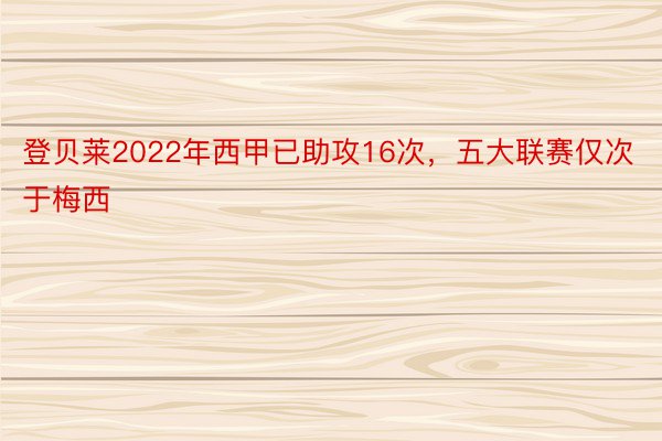 登贝莱2022年西甲已助攻16次，五大联赛仅次于梅西